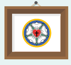 Lutheran symbol, the Luther Rose, in picture frame