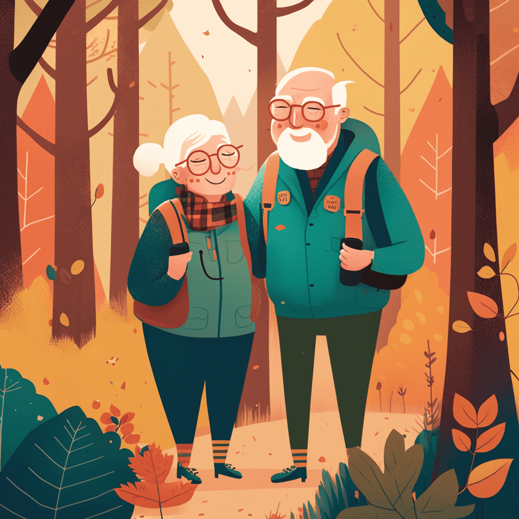 seniors hiking together