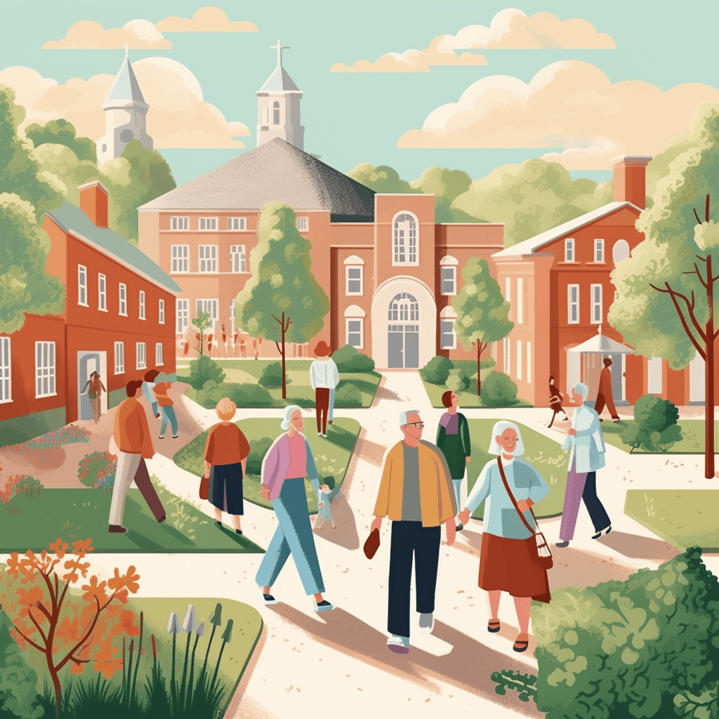 People walking on campus