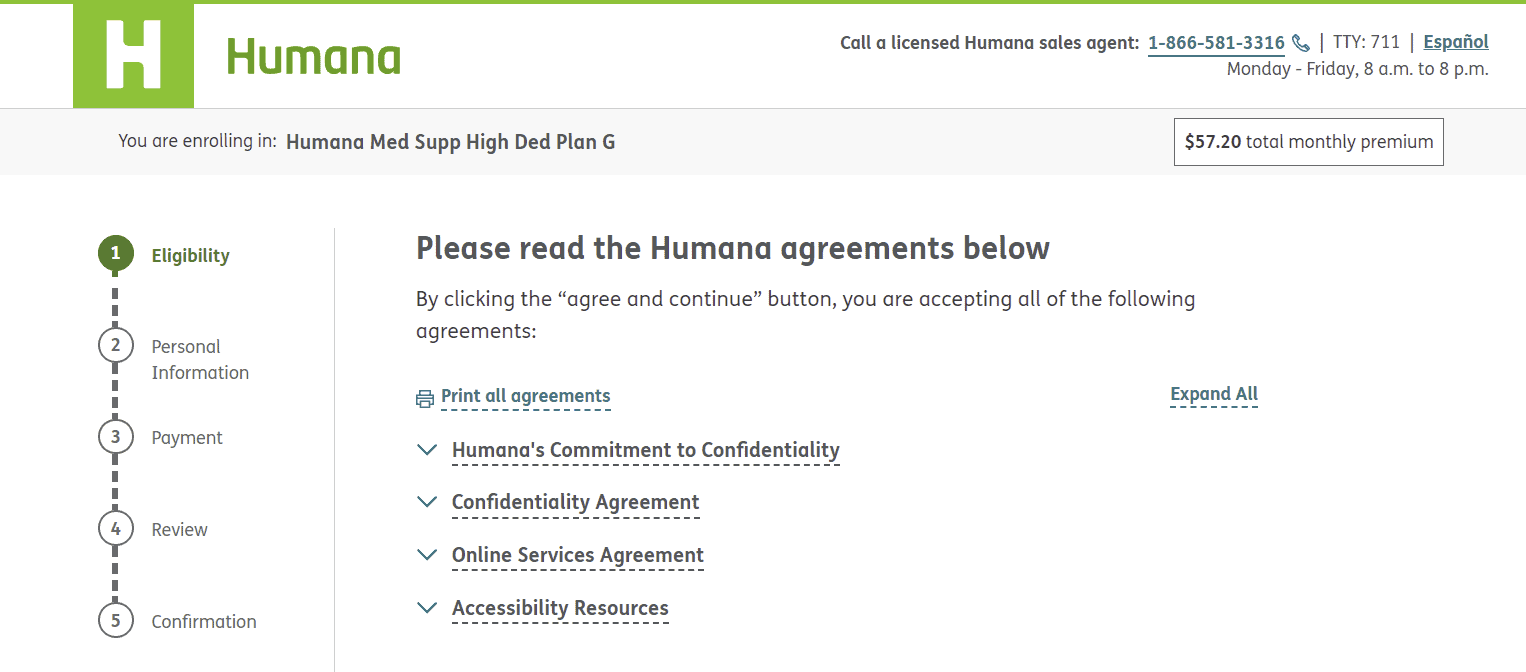 Humana enrollment page