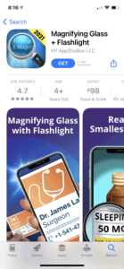 Magnifying Glass + Flashlight app