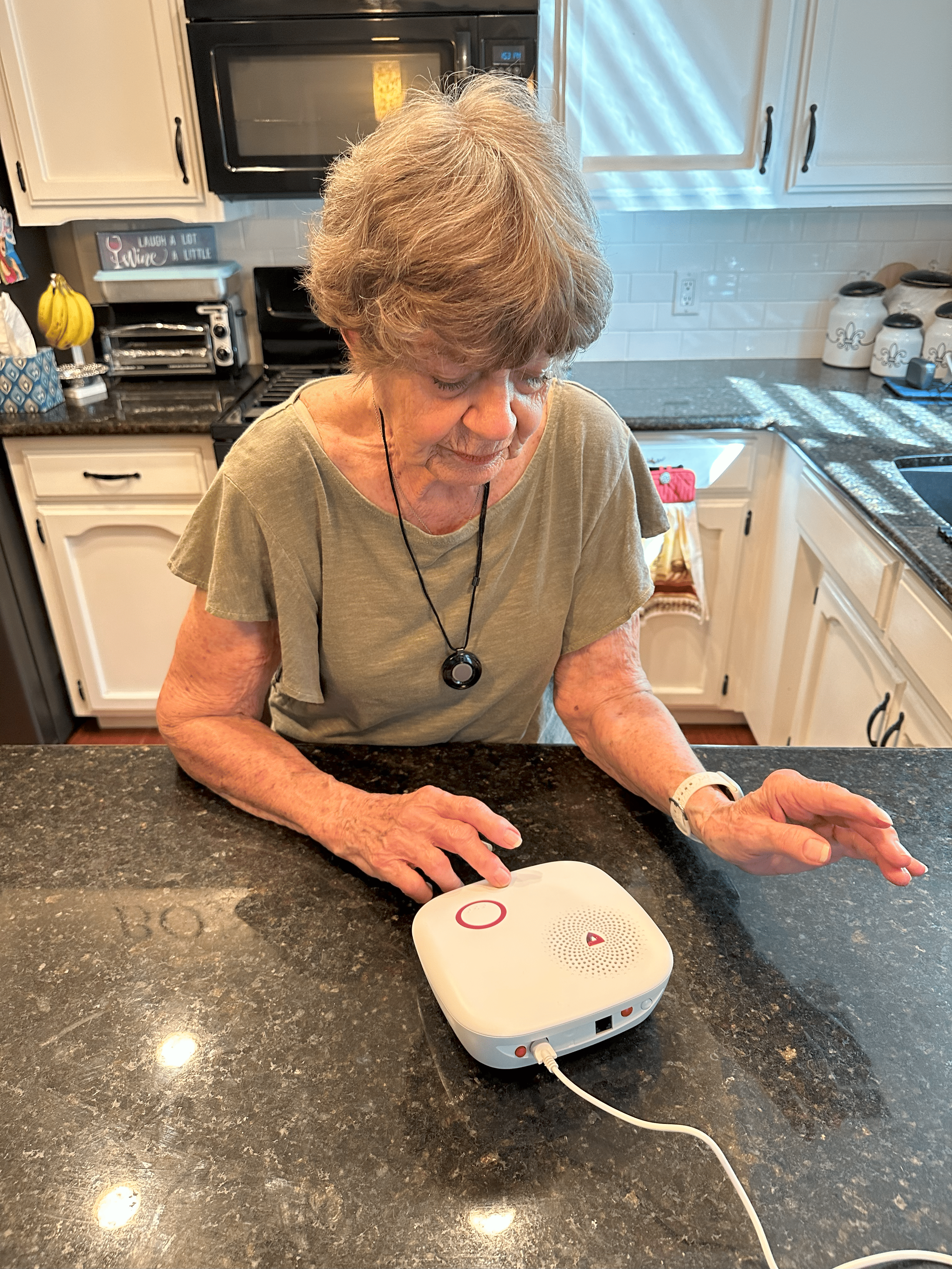 My grandma testing out Medical Guardian's MGHome Cellular system