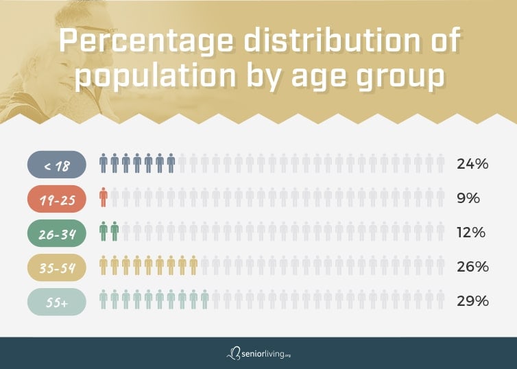percentage distribution of population by age group