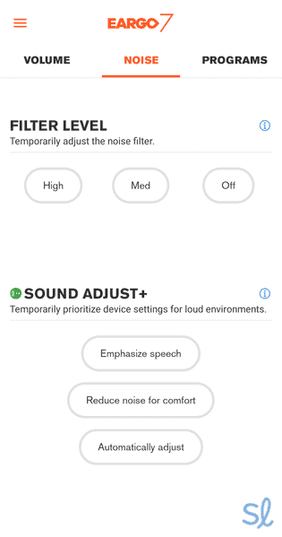 Temporarily adjusting the noise filter in the Eargo app