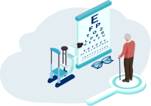 Older adult doing eye test