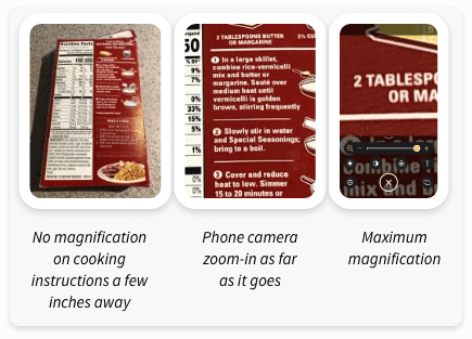 zooming in with iPhone on cooking instructions
