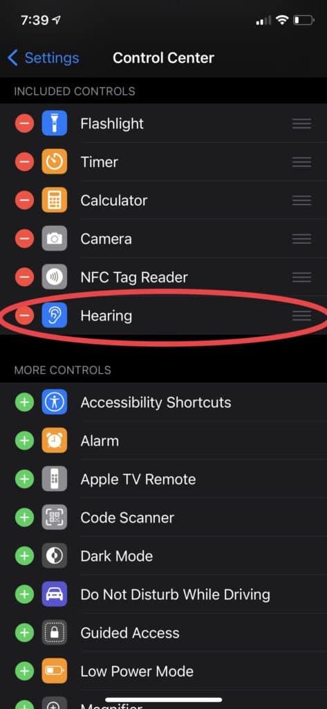 AirPods - Double check that the Hearing icon was added