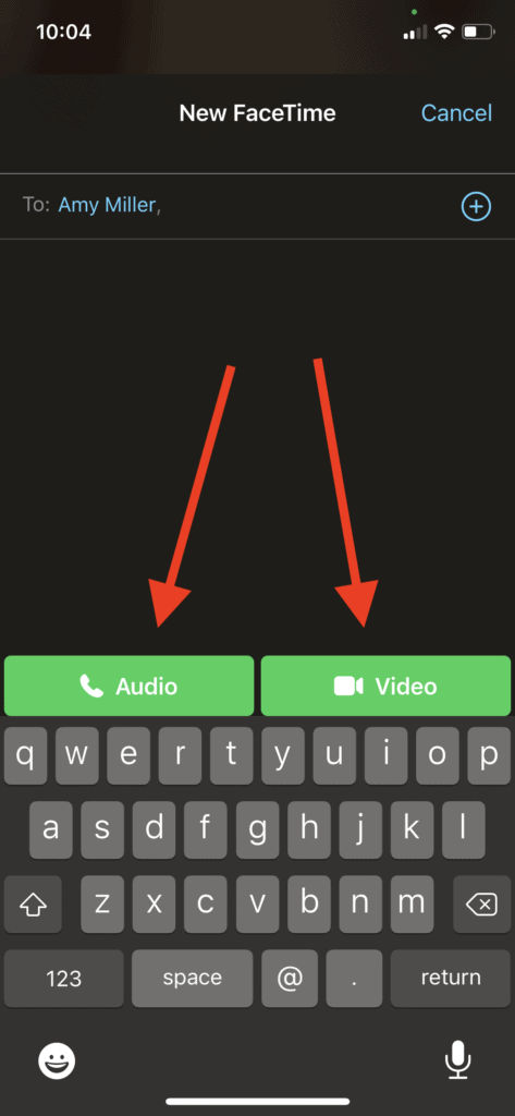 FaceTime - Select Audio or Video