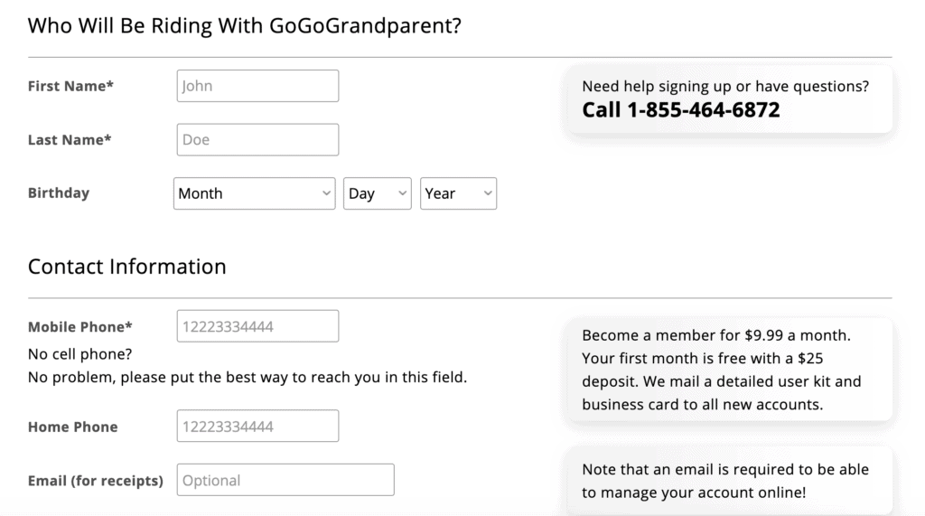 GoGoGrandparent - Start registration