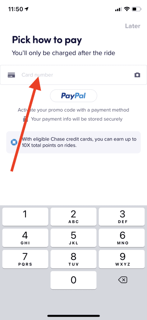 Lyft - Input your credit card number