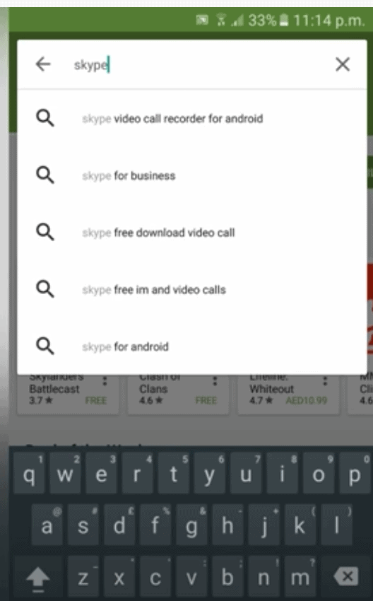 Search for Skype on Google Play