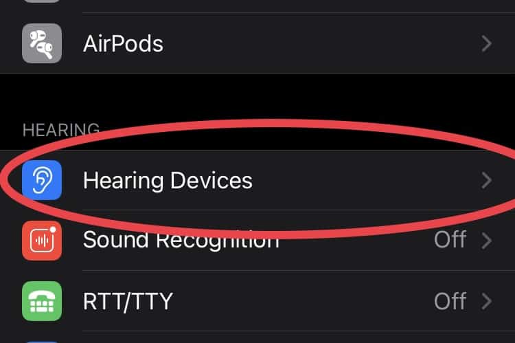 Select "Hearing Devices"