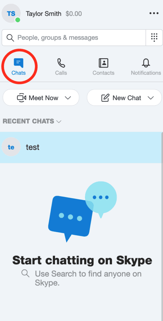 Skype - Click on chats