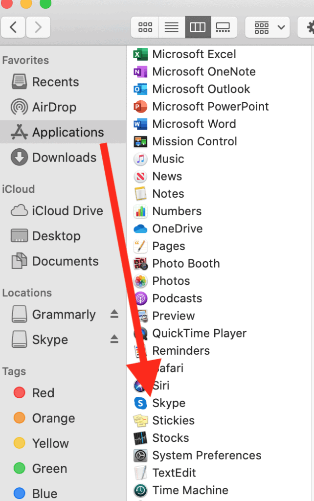 Skype in the Applications folder