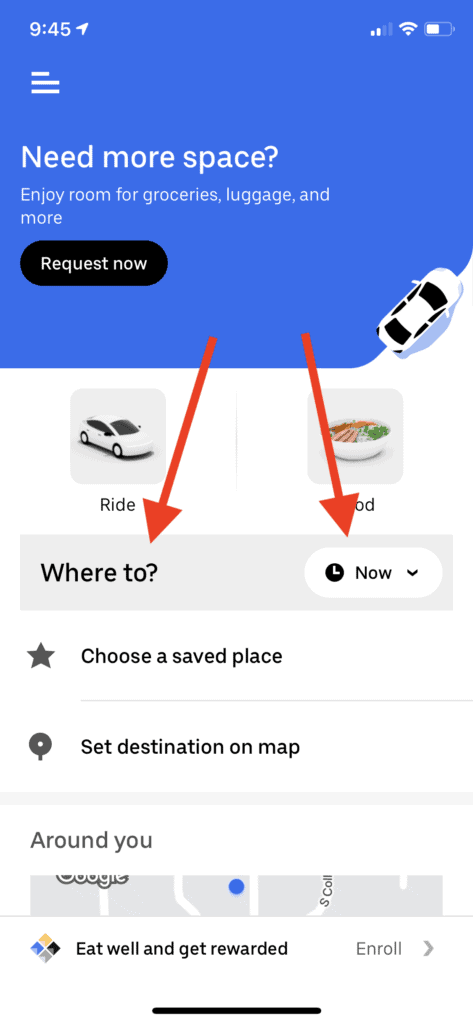 Uber - Schedule a ride
