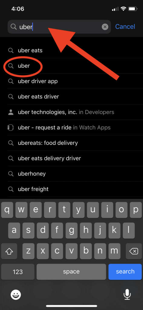 Uber - Search for the Uber app