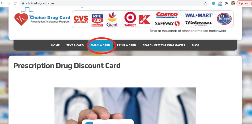 Choice Drug Card - Click "Email a Card"