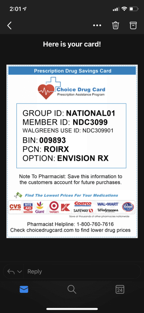 Choice Drug Card - Getting your card on a phone