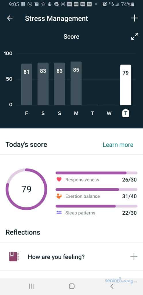 Tracking my Stress Management Score in the Fitbit app