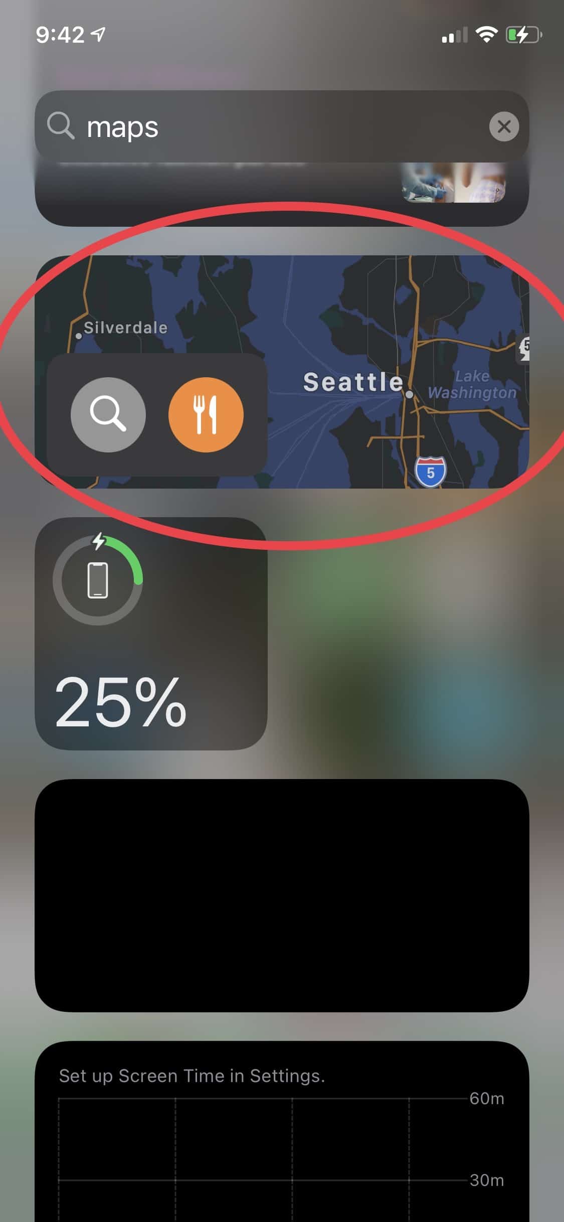 Swipe right on your home screen to open Apple Maps