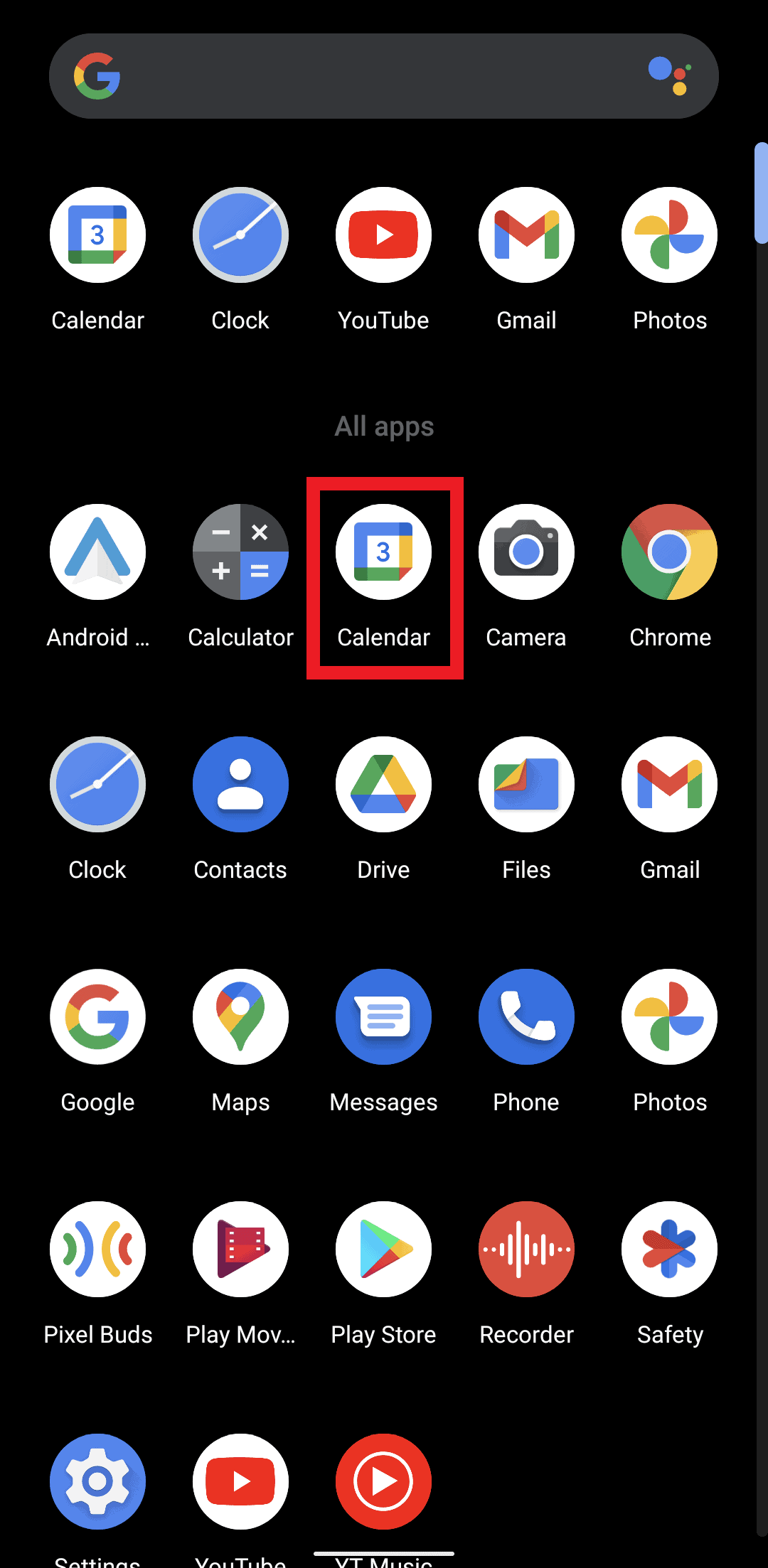 Tap the Google Calendar app