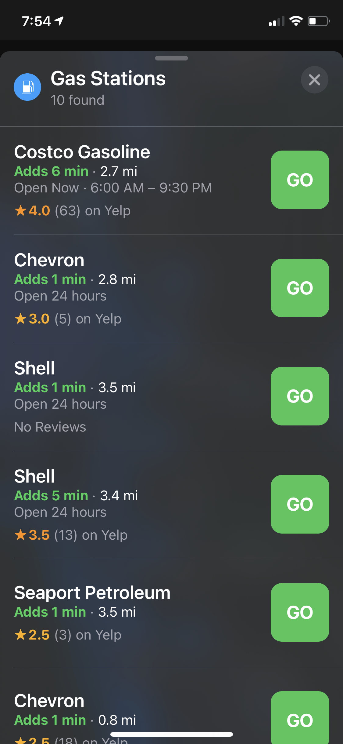 Viewing gas stations along your route - Apple Maps