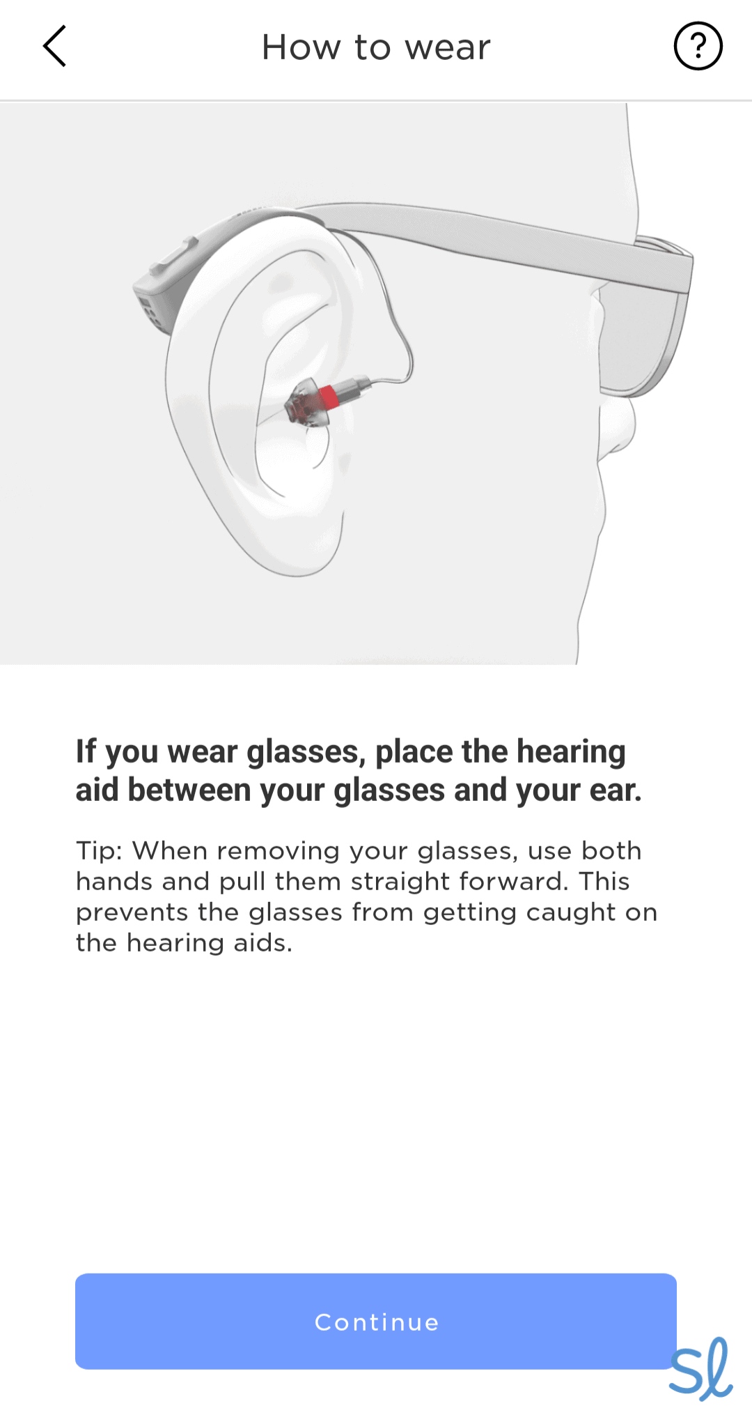 Lexie B2 in-app setup tutorial and tips for people who wear glasses.