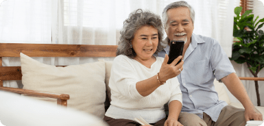 Couple taking a selfie with a phone