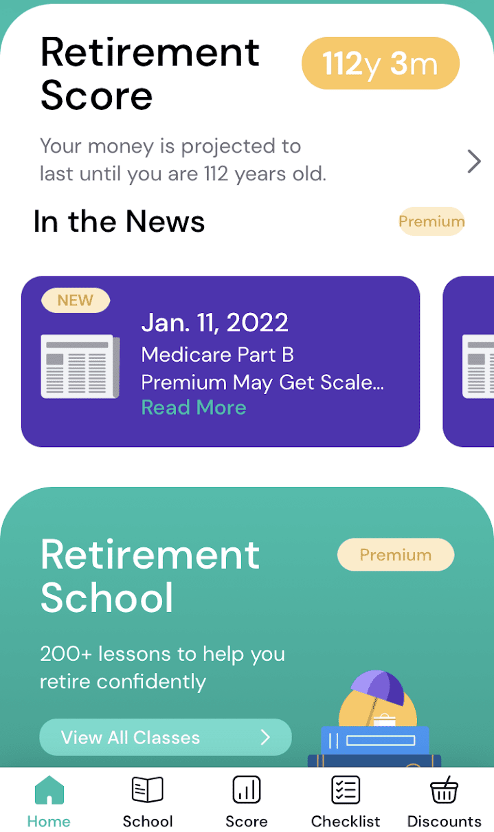 Silvur homepage with Retirement Score