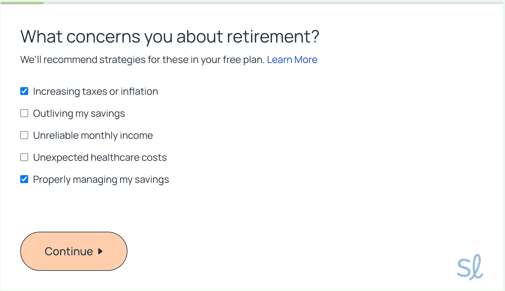 Filling out the Retirable questionnaire