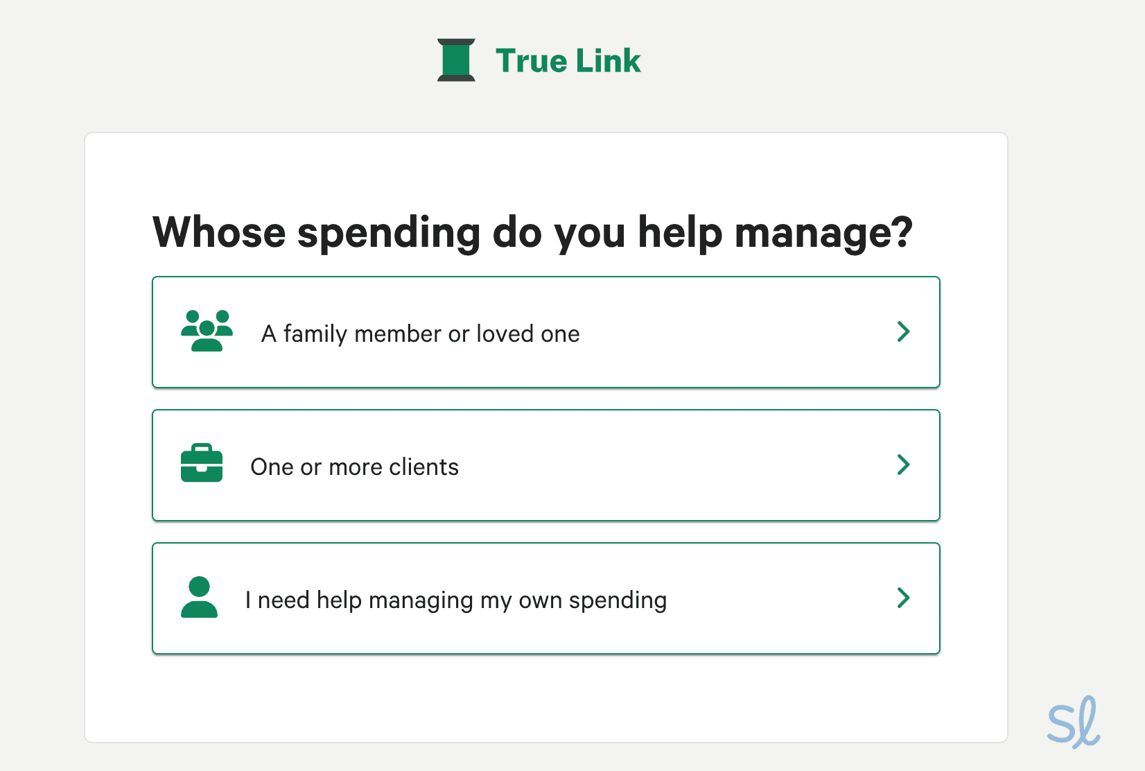 True Link questionnaire