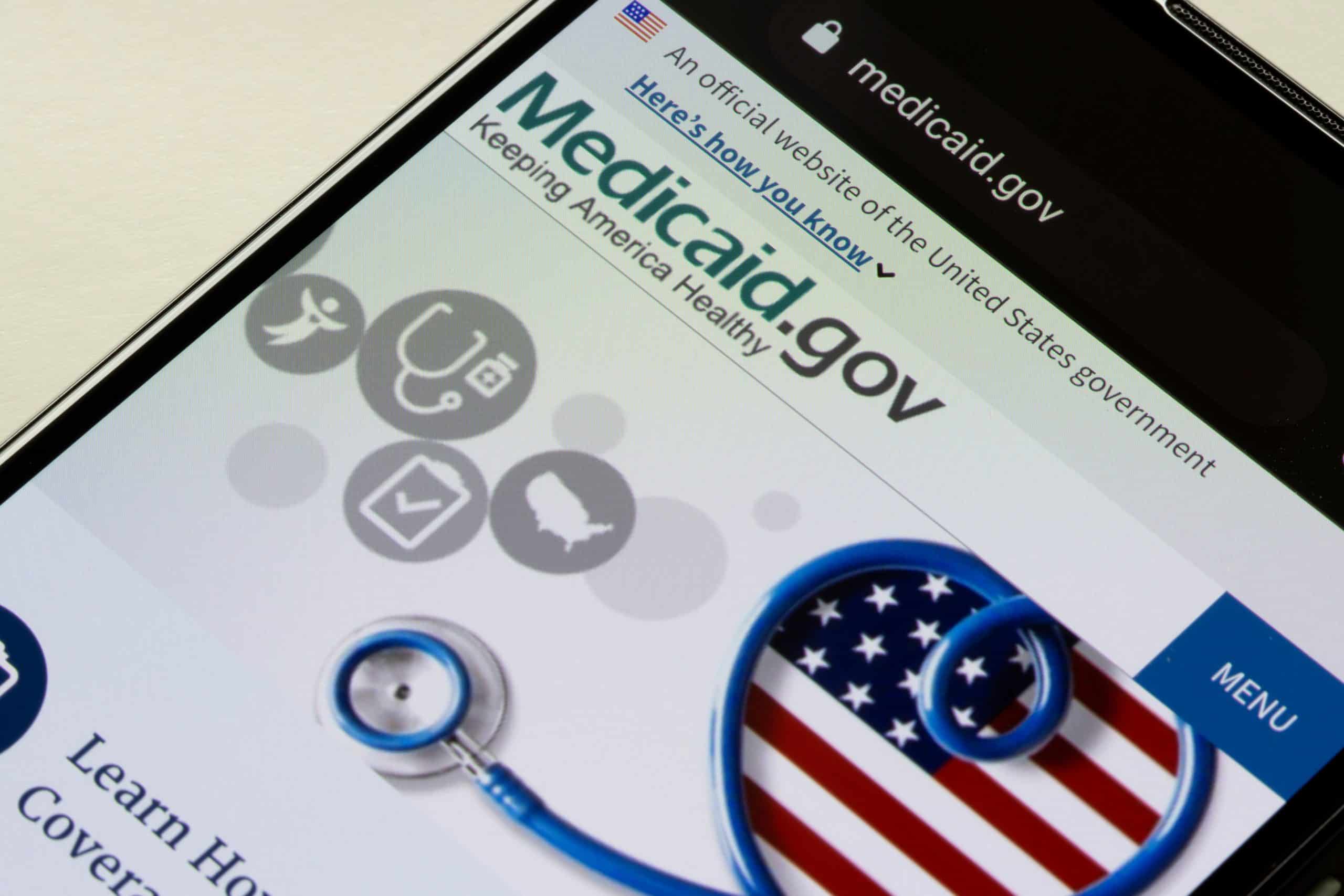 Medicaid.gov website on a mobile phone