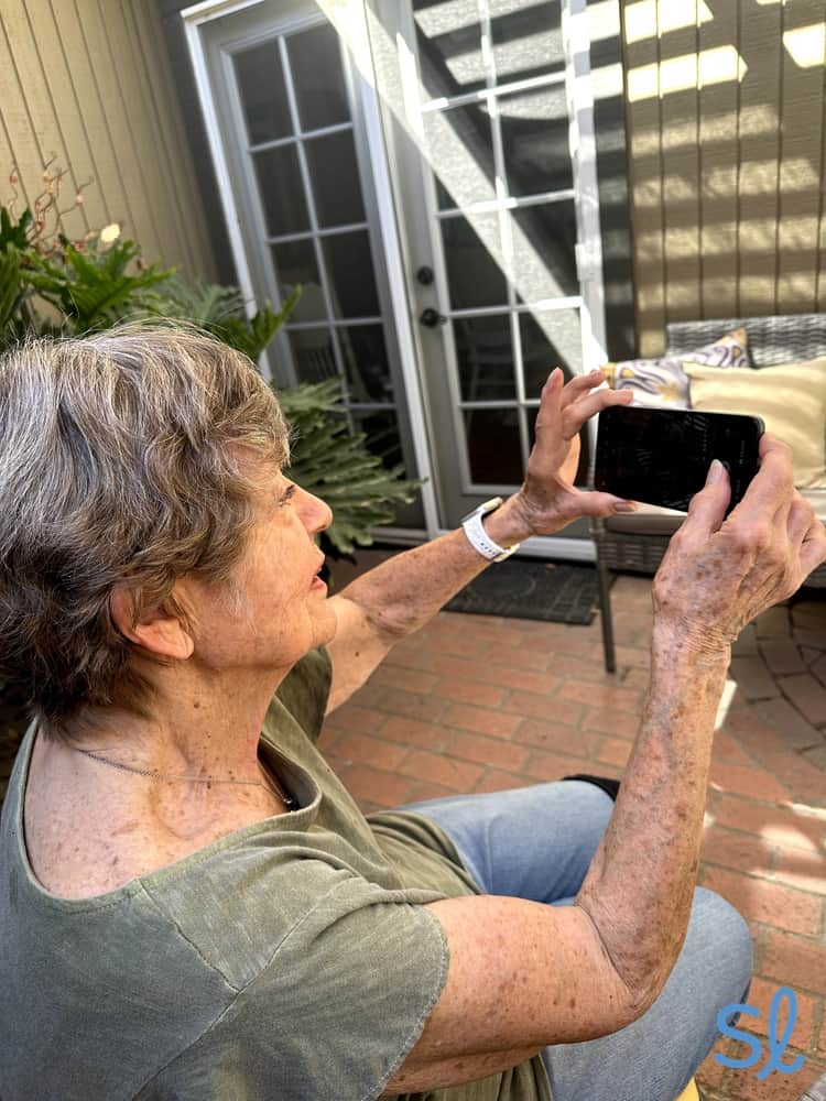 My grandma trying out the Jitterbug Smart4's camera