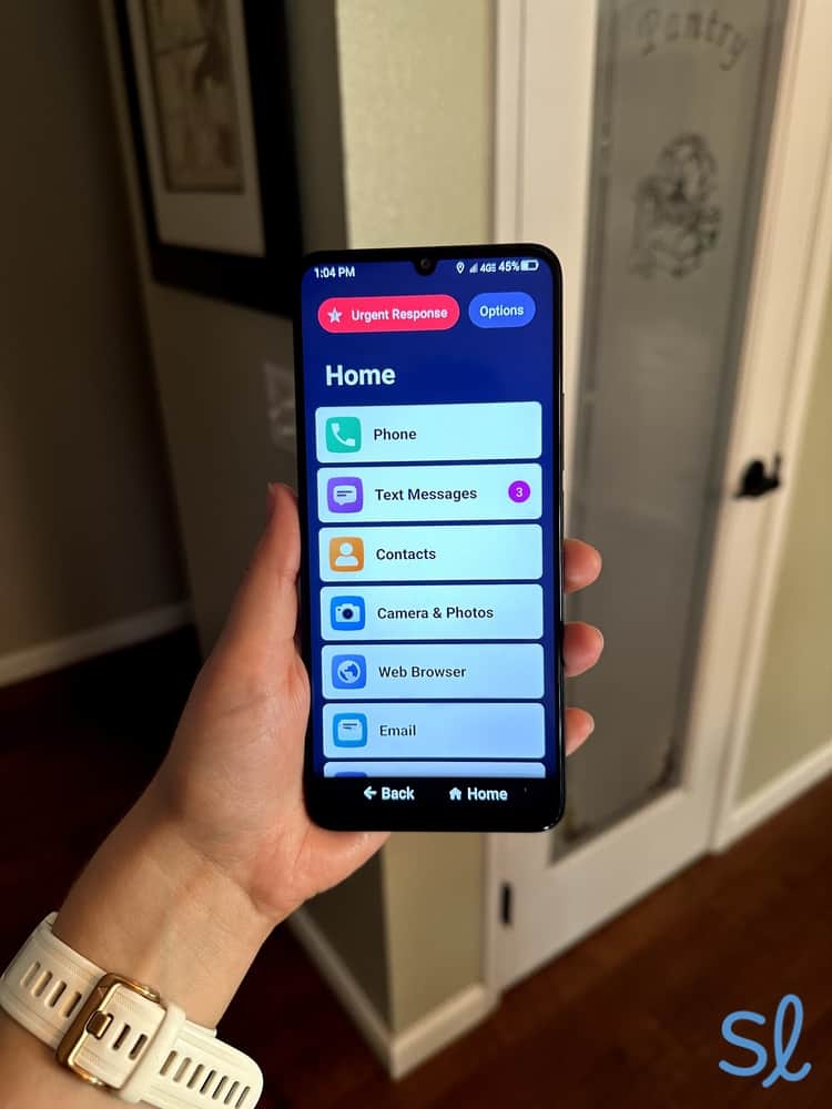 The Jitterbug Smart4 home screen