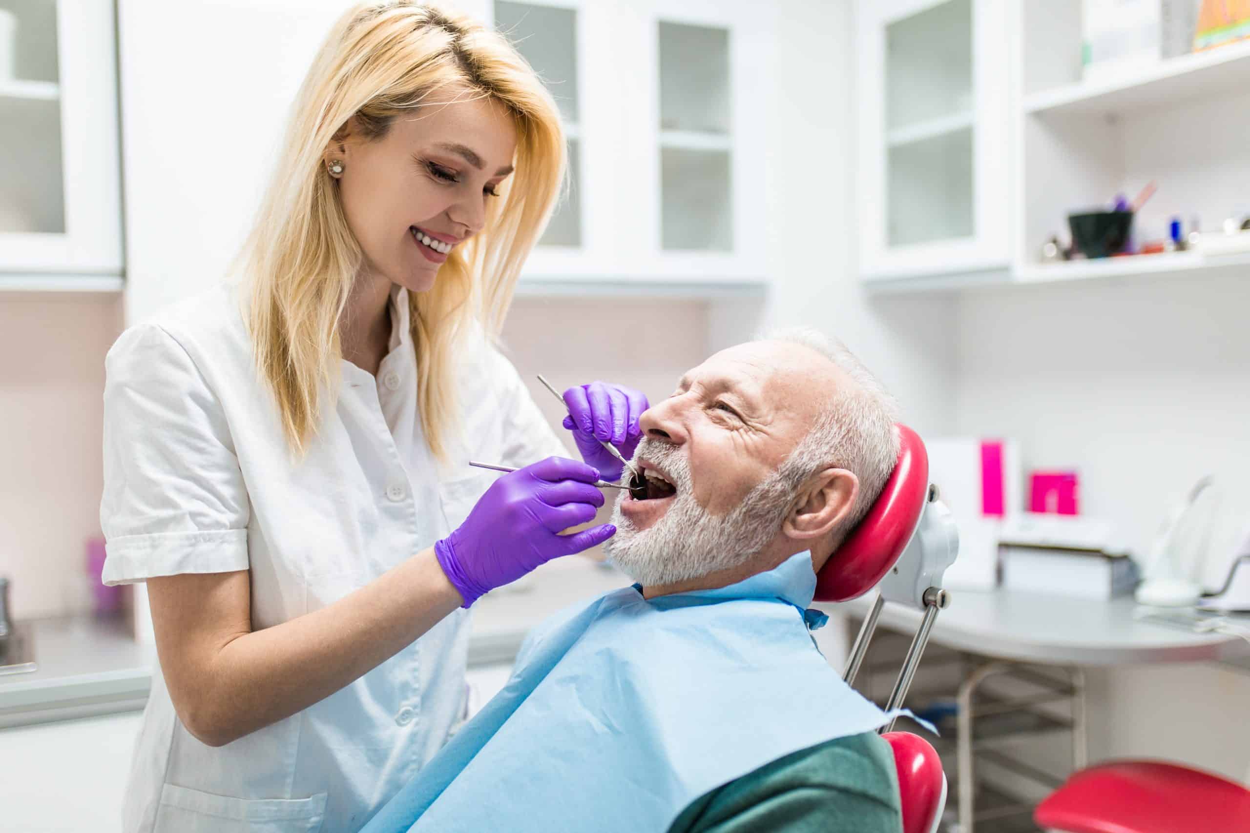 Senior man at the dentist