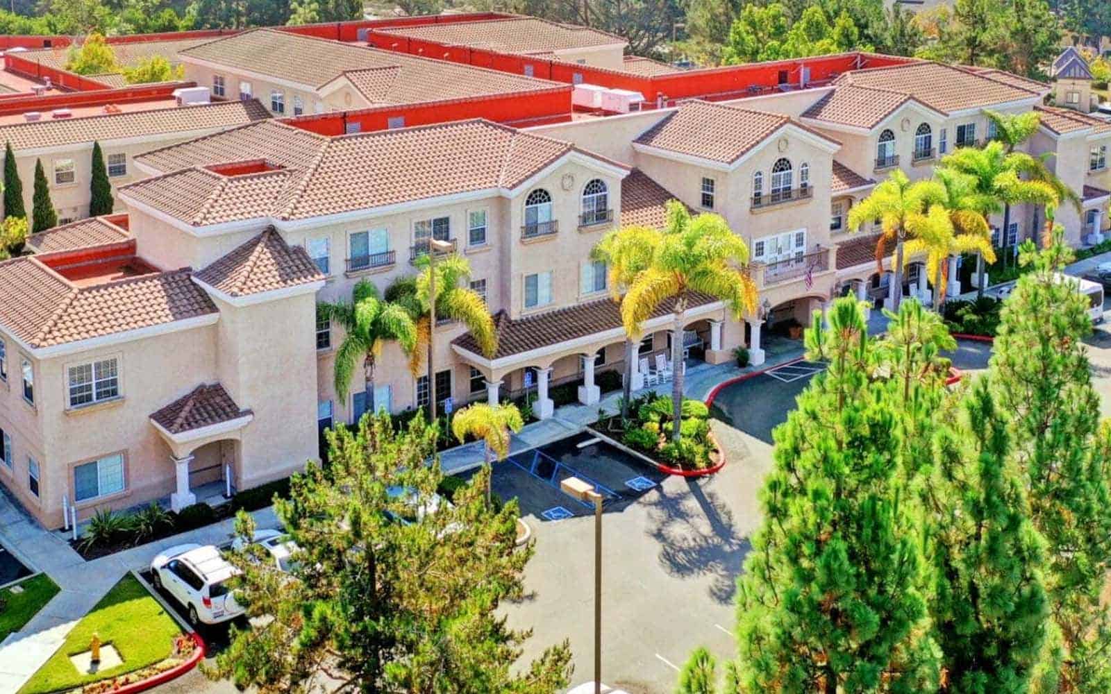An overhead view of the Torrey Pines Senior Living facilities.