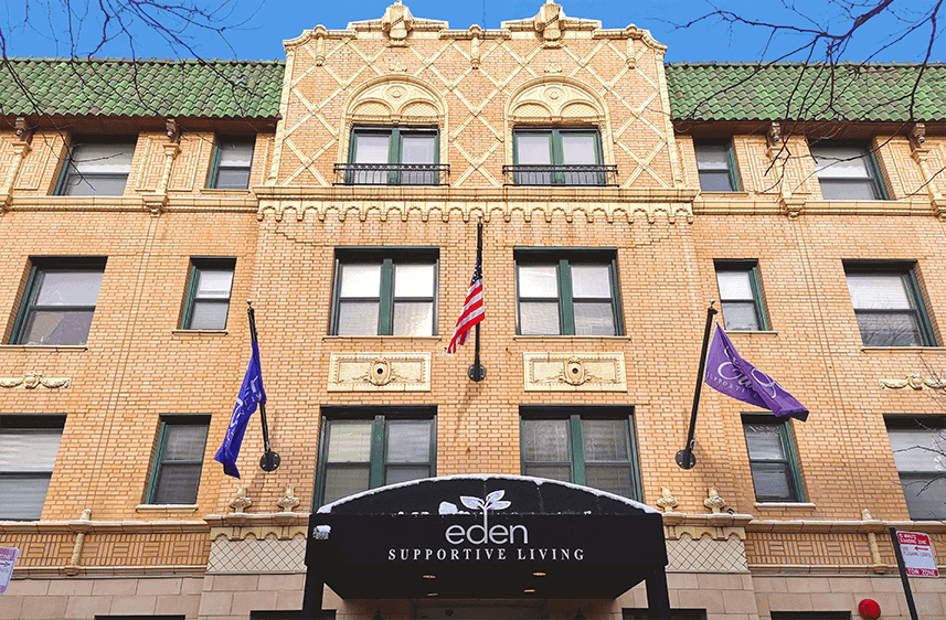 The front entrance of Eden Supportive Living Chicago North.