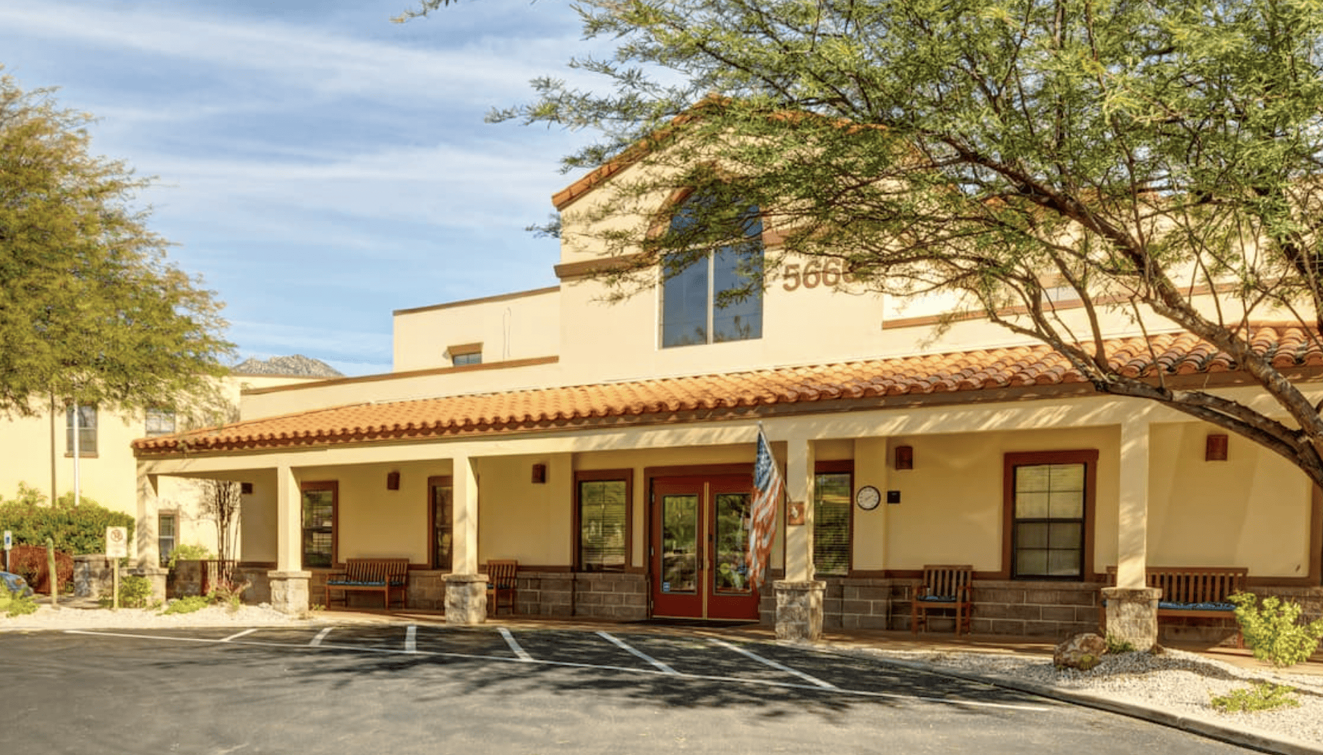 The front entrance of Tucson Place at Ventana Canyon.