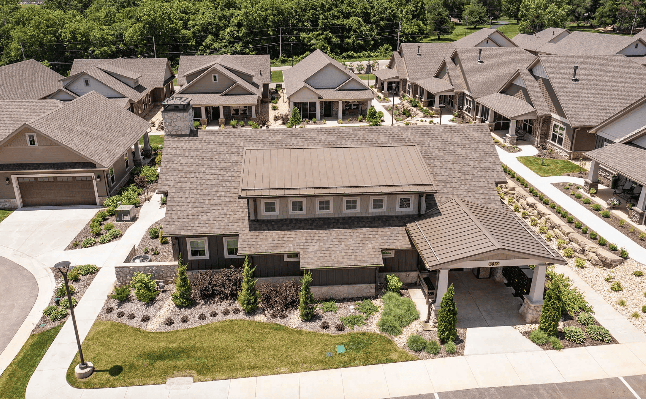 An overhead view of the Springhouse Village neighborhood for seniors.