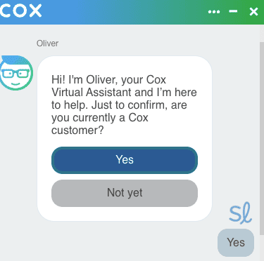 Chatting with Cox customer service 