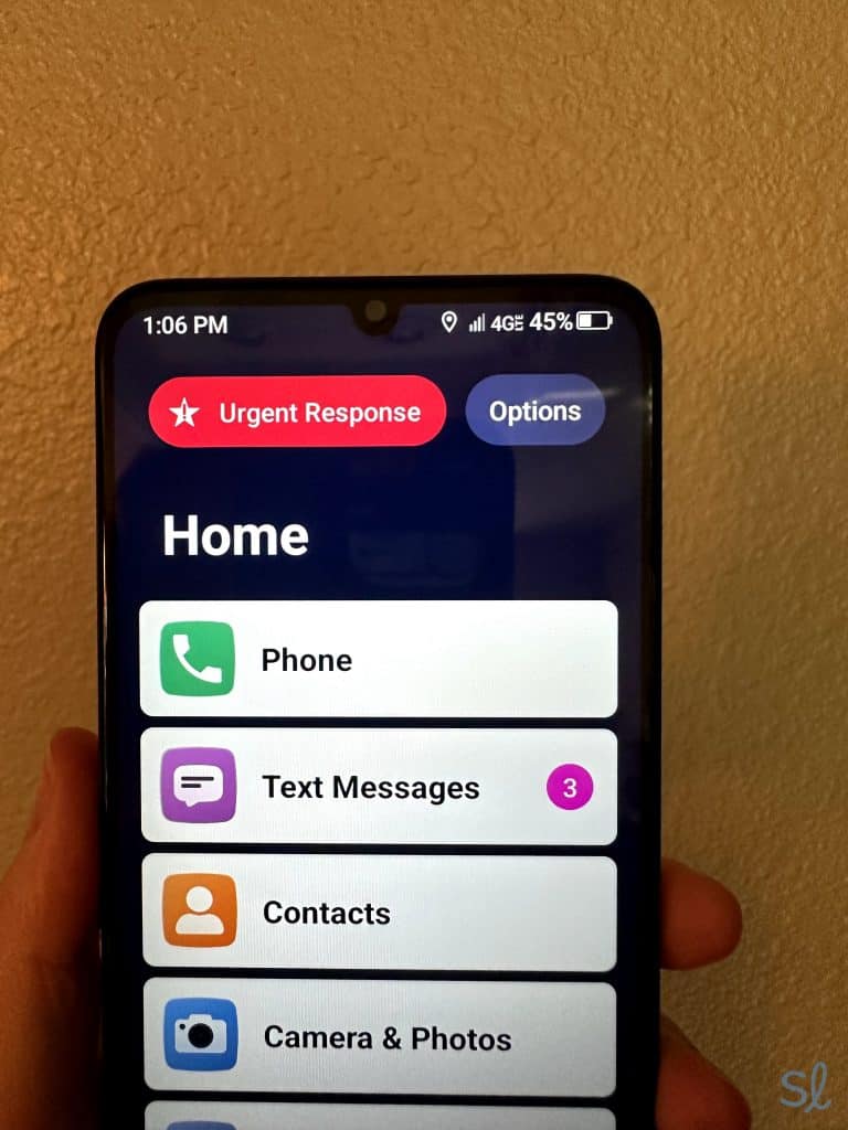 Lively's Urgent Response button is clearly displayed on the home and lock screen