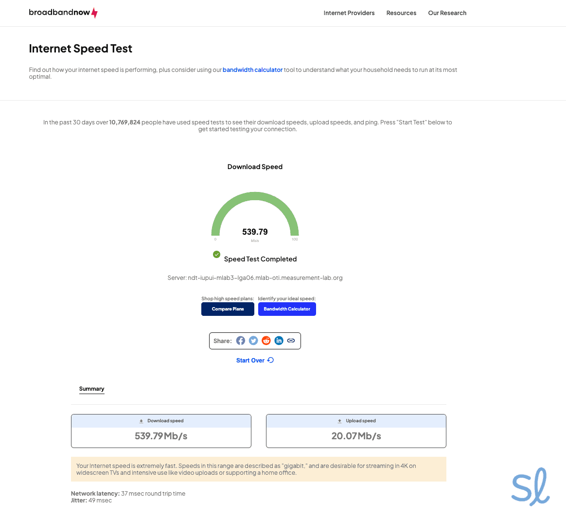 Taking a speed test with Optiumum
