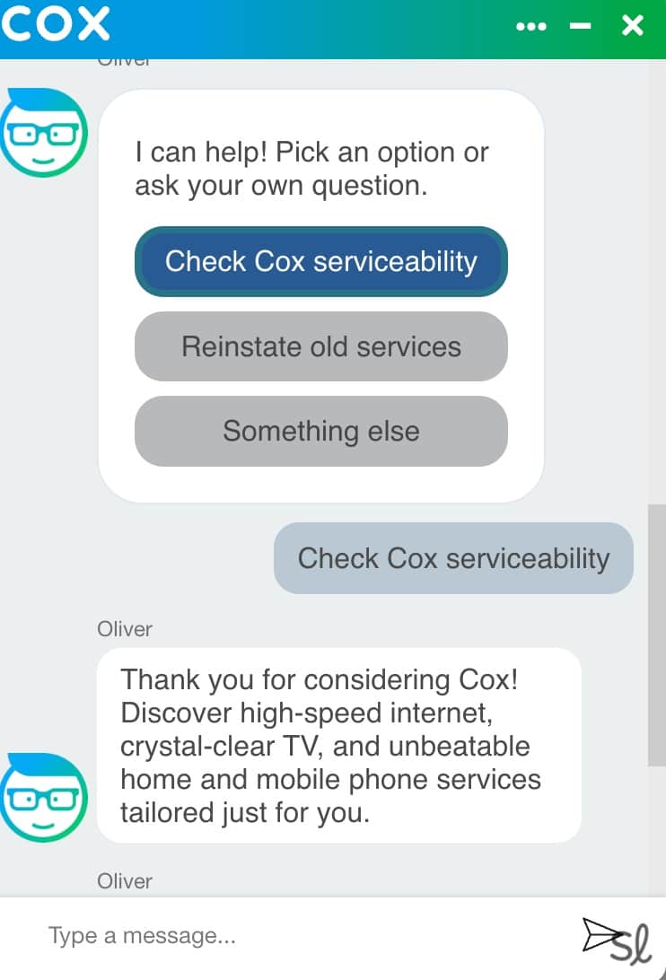 Using the Cox online chat feature